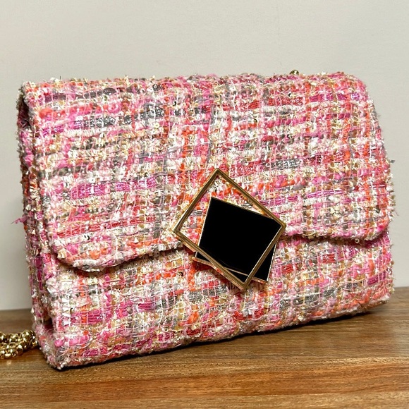 Tweed Flap Crossbody Shoulder Bag - Picture 1 of 4